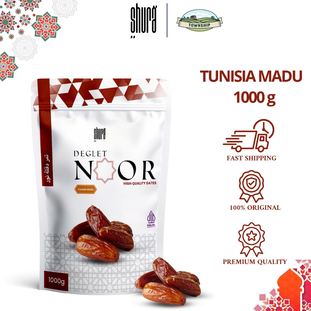 

Shura Kurma Tunisia 1 kg Deglet Noor Pouch Premium Original High Quality Oleh-Oleh Haji Umroh