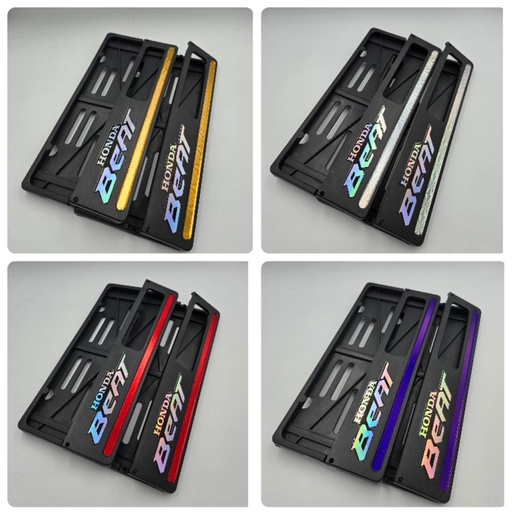 Cover Plat Nomor Motor - Dudukan Plat Nomor Motor List Warna + Stiker Hologram Honda Beat