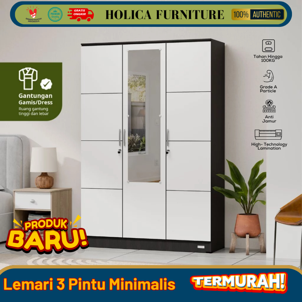 Lemari 3 Pintu ( Knockdown) Termurah - Terbagus