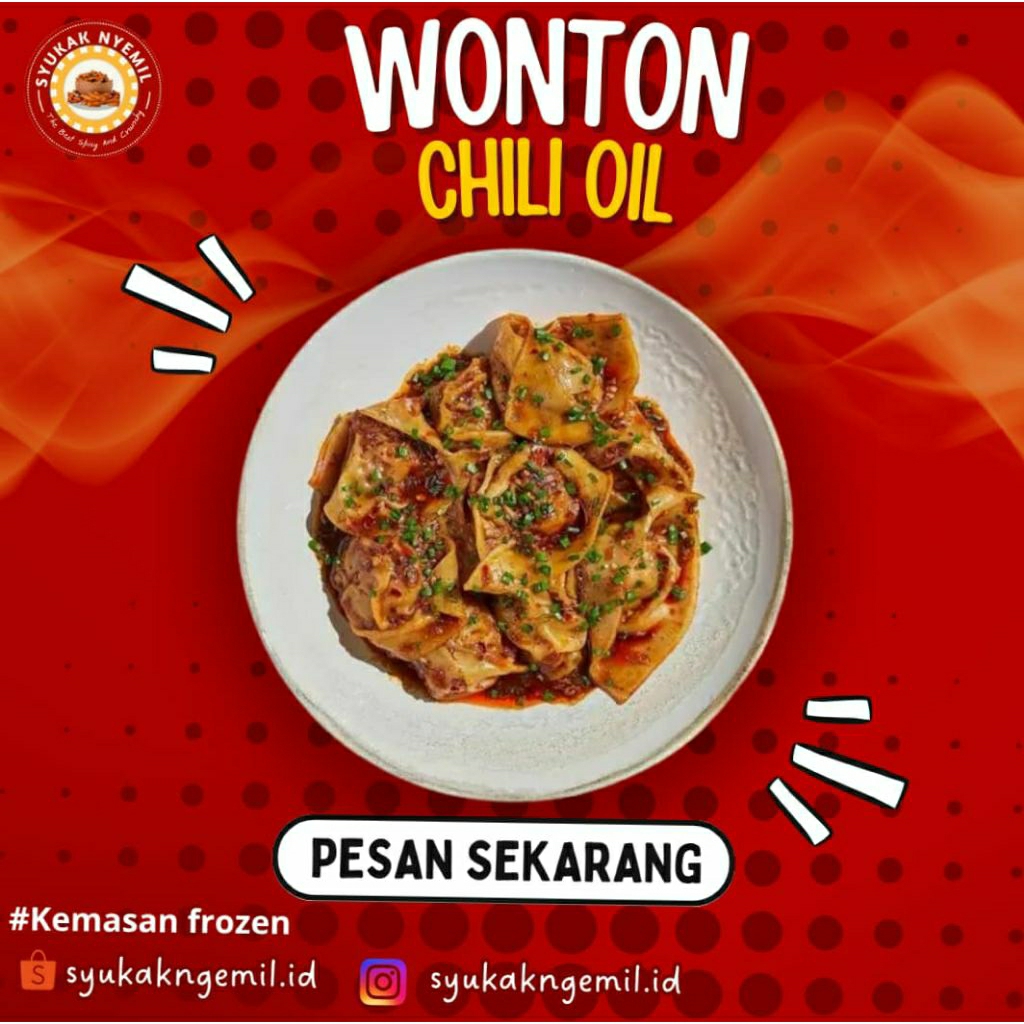 

READY Wonton Chilioil Frozenfood | Isi 7 Pcs Free Chilioil | Lembut Kenyal Nikmat | Original Daging Pilihan | Snack Frozen Halal