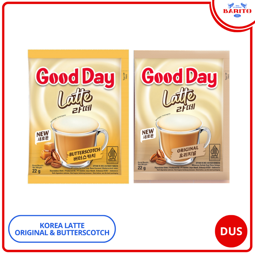 

[DUS/KARTON] BONUS 1 TOPLES Good Day Korea Latte Original & Butterscotch Isi 12 RENCENG