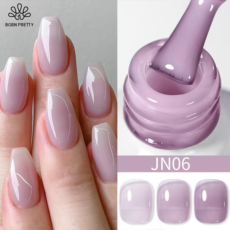 BORN PRETTY Warna Kutek Gel Purple Jelly Nude Gel Nail Polish 10ml Translucent Clear Gel Polish Fren