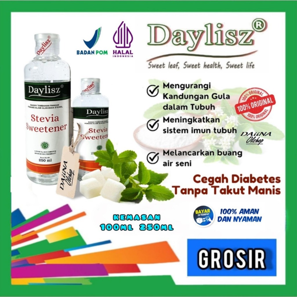 

Gula cair Stevia 0 zero kalori sweetener Daylisz terapi diet & diabetes Alami / Gula cair Pemanis alami / Gula Diet Rendah Kalori