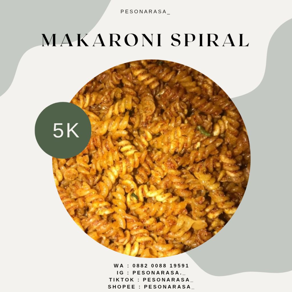 

makaroni spiral, makaroni ulir, makaroni spiral pedas nikmat 5000an