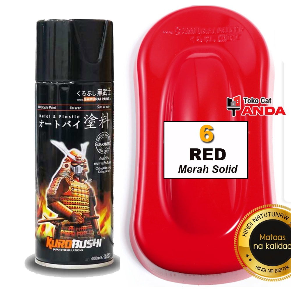 Samurai Paint Red /6  Merah MErona - Cat merah Samurai RED 6 Merah Solid Gloss - Pilok Merah