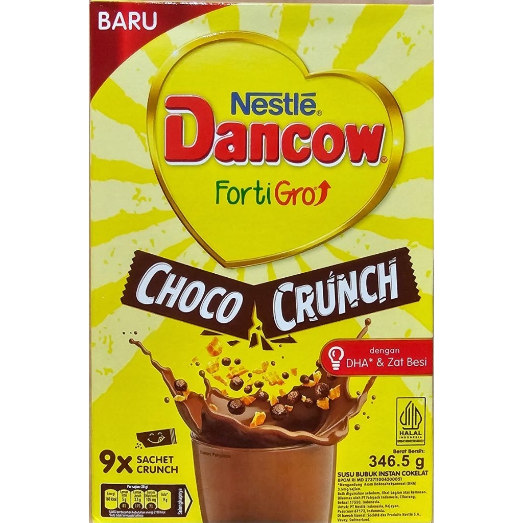 

Dancow FortiGro Susu Bubuk Instan Cokelat Crunch 346.5g Box (isi 9 sachet) - Untuk Anak Usia 6-12 Tahun