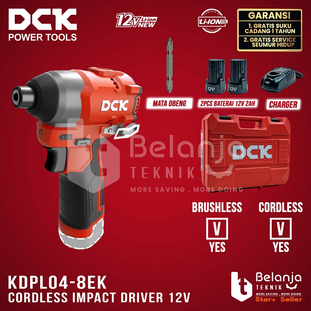 Cordless Impact Driver DCK KDPL04-8 EK Brushless 12V Bor Obeng Baterai KDPL 04-8 KDPL04-8EK