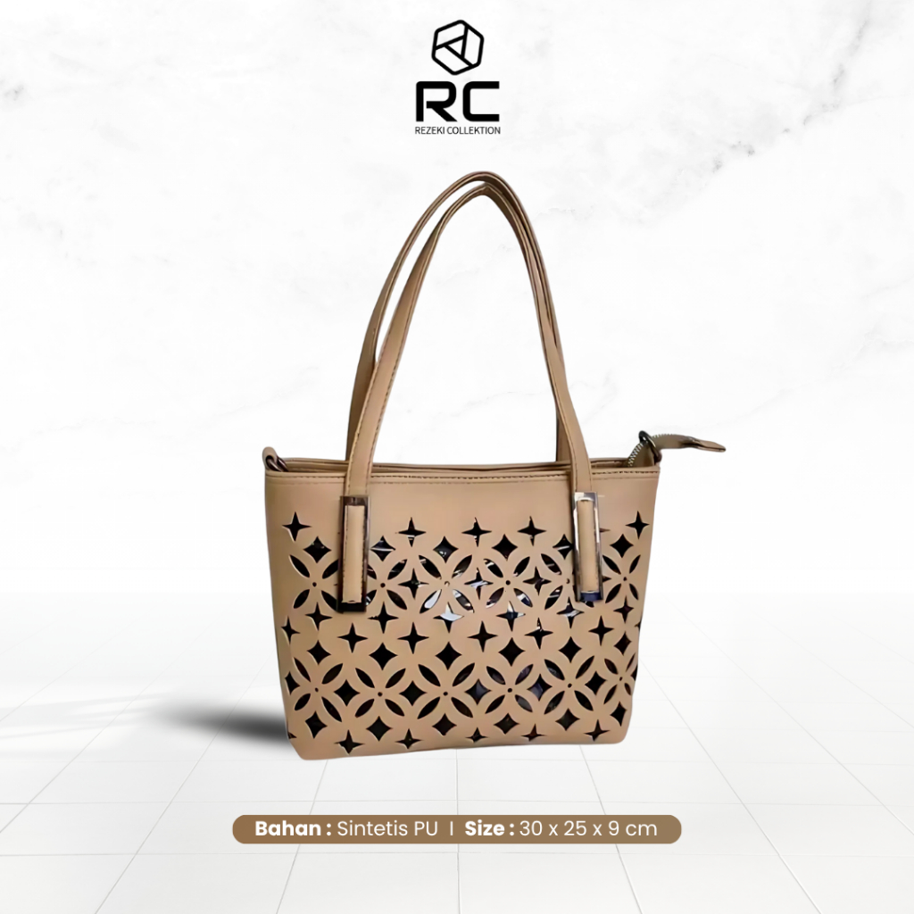 Totebag Wanita Moca Tas Jinjing Tote Bag Rezeki Collektion Kulit Sintetis Size 30x25x9 Cm