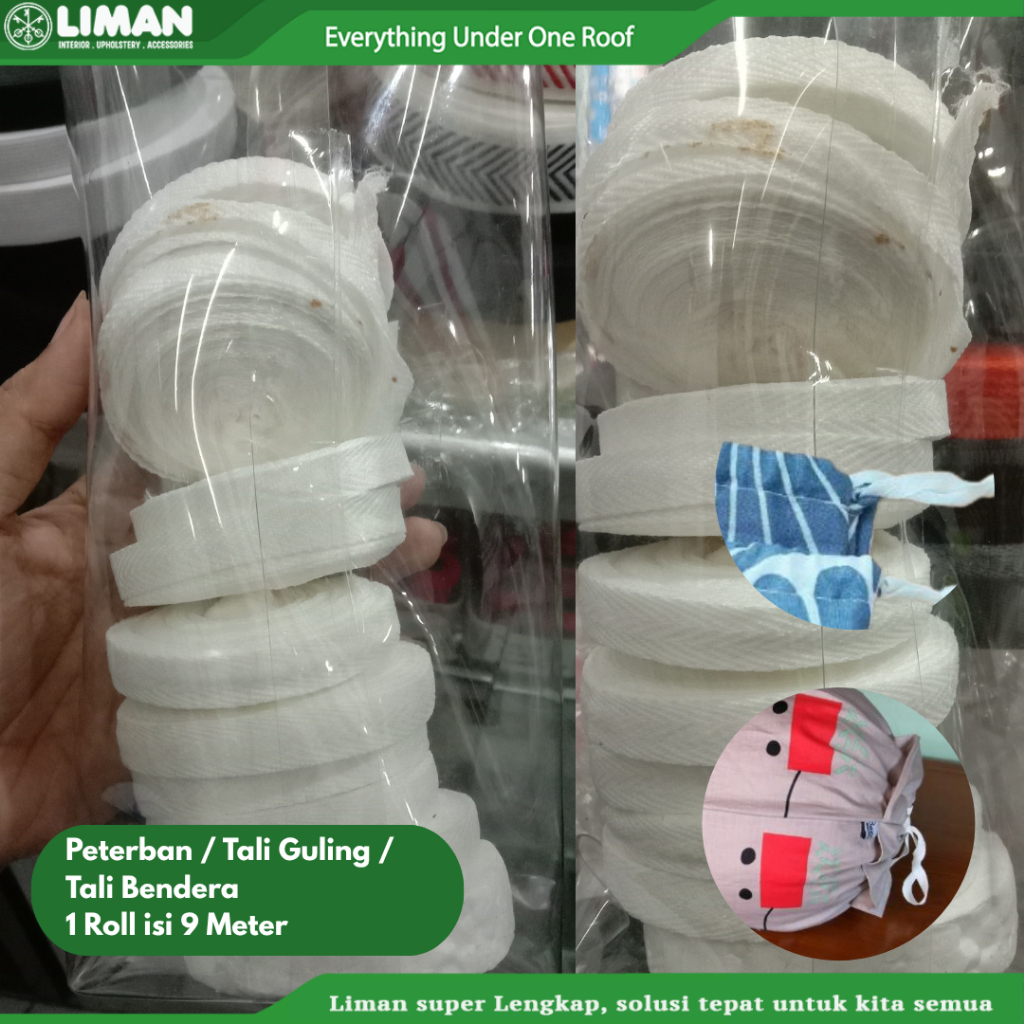

Peterban 1cm / Tali Guling (1 Roll isi 9 Meter)