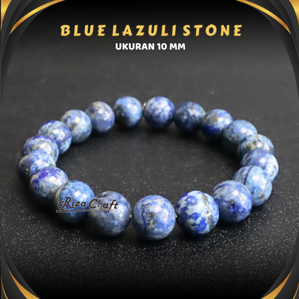 Gelang Batu Akik Lapis Lazuli Biru ASLI Alam NATURAL untuk Pria Wanita Cowok Cewek Unik Keren Bagus 