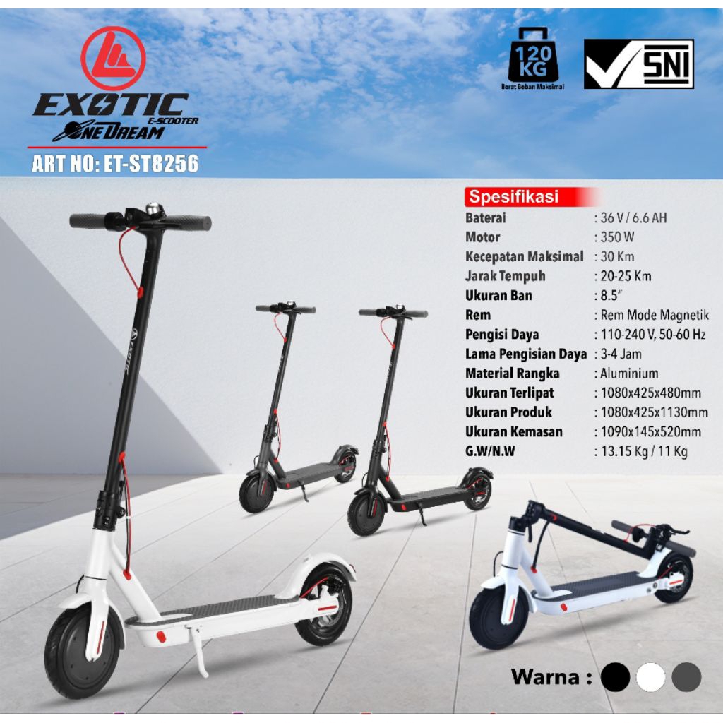 Skuter Elektrik ST 8256 Alloy Scooter Electric Anak Dan Dewasa