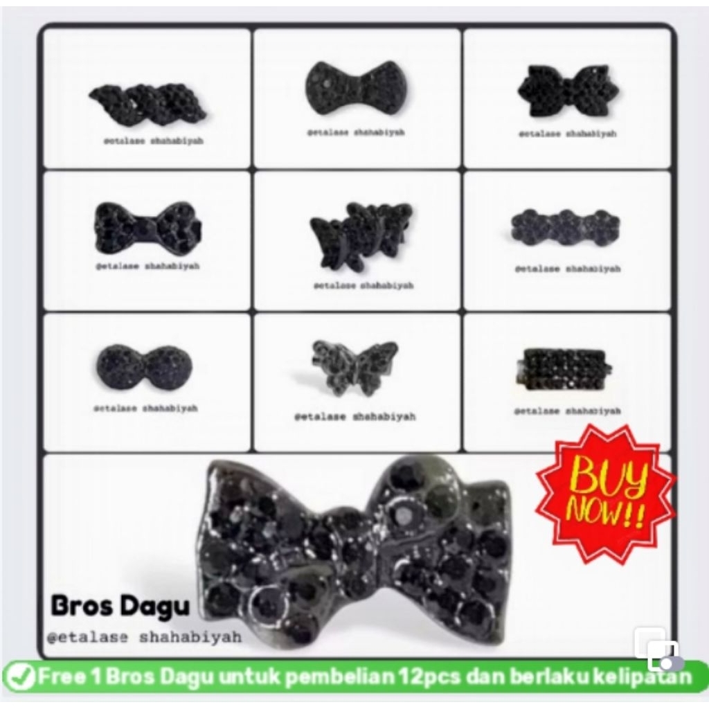 Bros Dagu Korea Kecil Aksesoris HITAM Jilbab Hijab Kerudung Wanita Muslim Muslimah Small Brooch Pin 