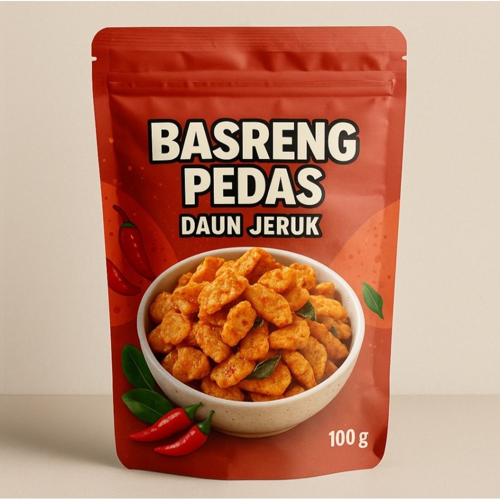 

Basreng pedas daun jeruk bikin nagih 100gr kemasan pouch tanpa pengawet Langsung pabrik