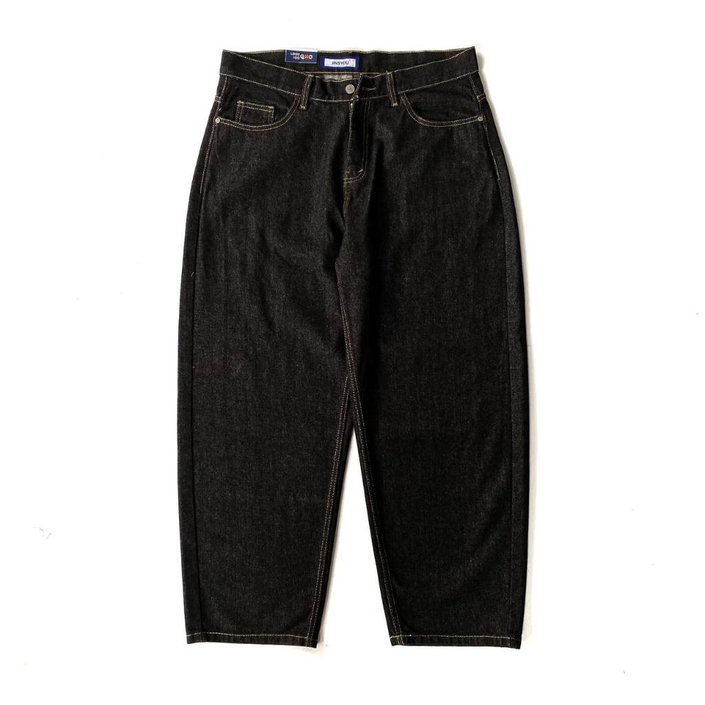 JINSYOU - ARTHUR BARREL PANTS Baggy Raw Denim 14 Oz Black Garment