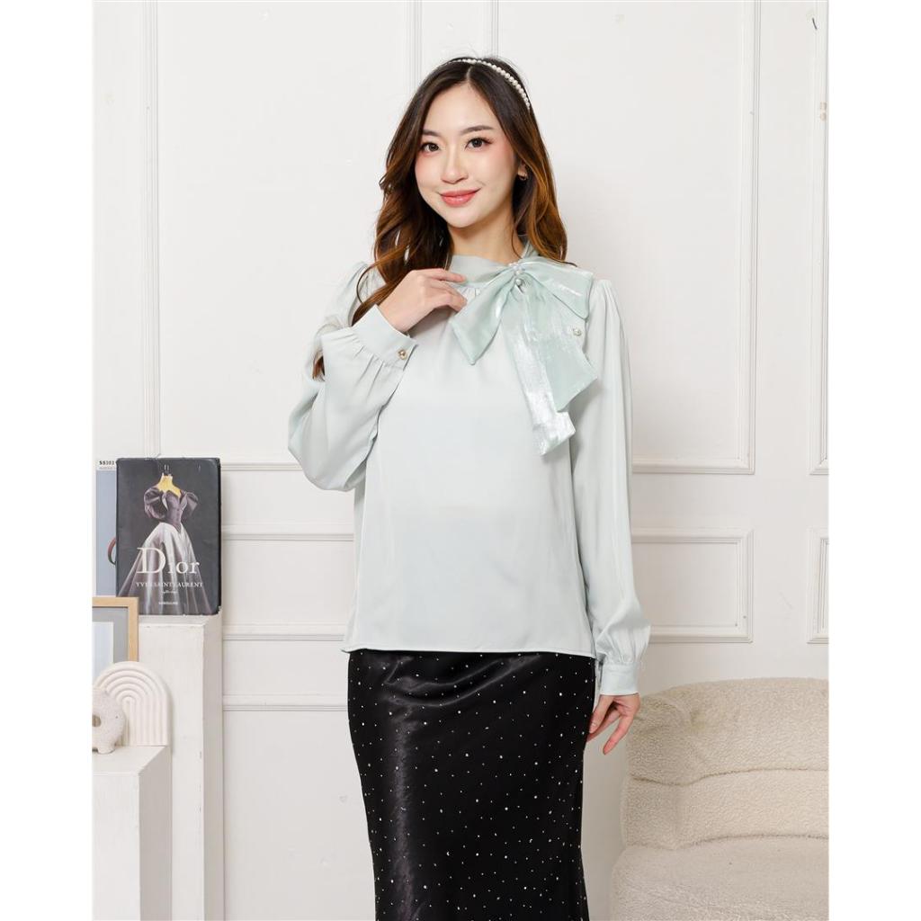 Blus Silk "Gladis" – Putih, Hitam, Hijau Mint | All Size | Elegan, Ringan & Nyaman