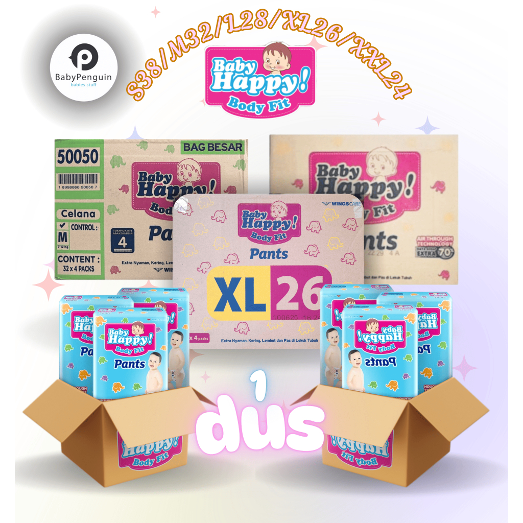 BABY HAPPY PANTS L28 / M32 /XL26 / XXL24 [1 DUS]