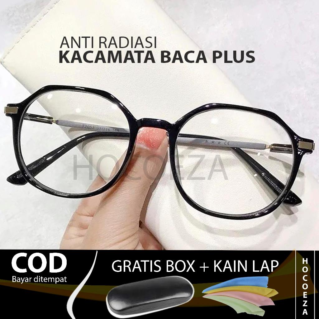 Kacamata Baca Plus Rabun Dekat Anti Radiasi Frame Bulat Oval Kekinian trendy Unisex Pria Wanita HC15