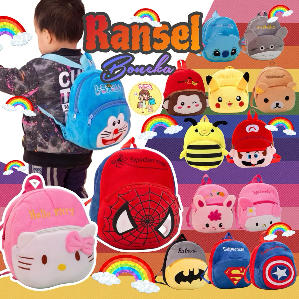 Tas Ransel Anak Karakter Bag Backpack Mini Motif Cartoon Cute Lucu Bahan Lembut Halus Premium Qualit