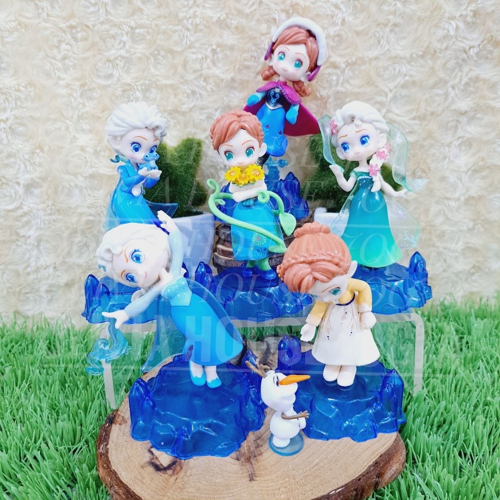 Action Figure Frozen Anna Elsa 2 pcs Cake Topper Frozen Alas Ice Biru Figure Anna Frozen Figure Elsa