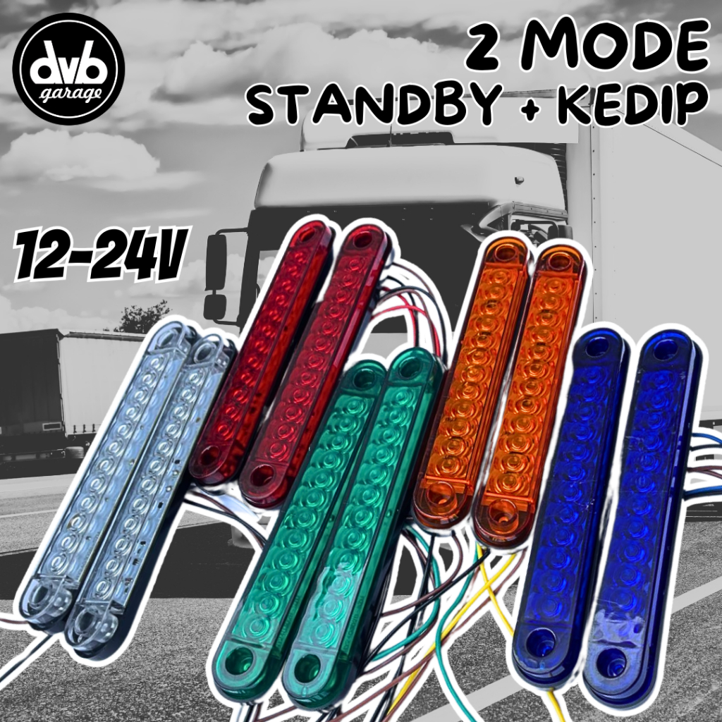 (2 PCS) LAMPU LED STANDBY + KEDIP 12SMD REM BAK SAMPING 12-24V TRUK BOX MOBIL BUS UNIVERSAL