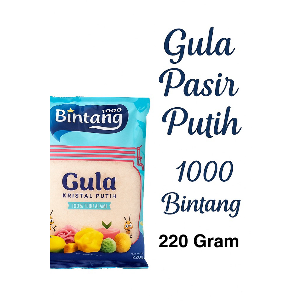 

GULA PASIR Cap 1000 BINTANG kemasan 220 GRAM SURABAYA