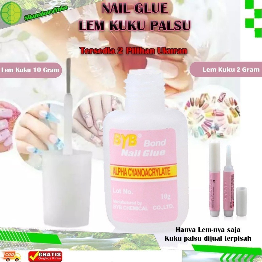 

(Sko) Lem Cair 10 dan 2 Gr Atau Kuku cair fake nails glue nail art glue/ lem tempel kuku palsu isi 12 24