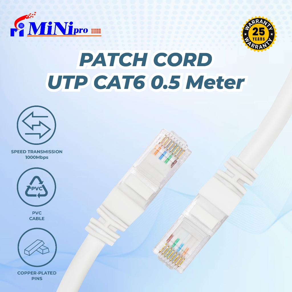 Minipro Kabel LAN UTP Cat6 Patch Cord 0.5m