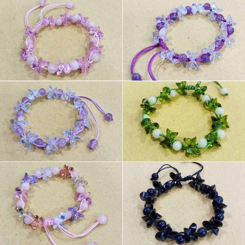 Gelang Fairy Diamond Alexandri mix Batu Alam Rose Quartz Amethys Fosfor Blue Sandstone