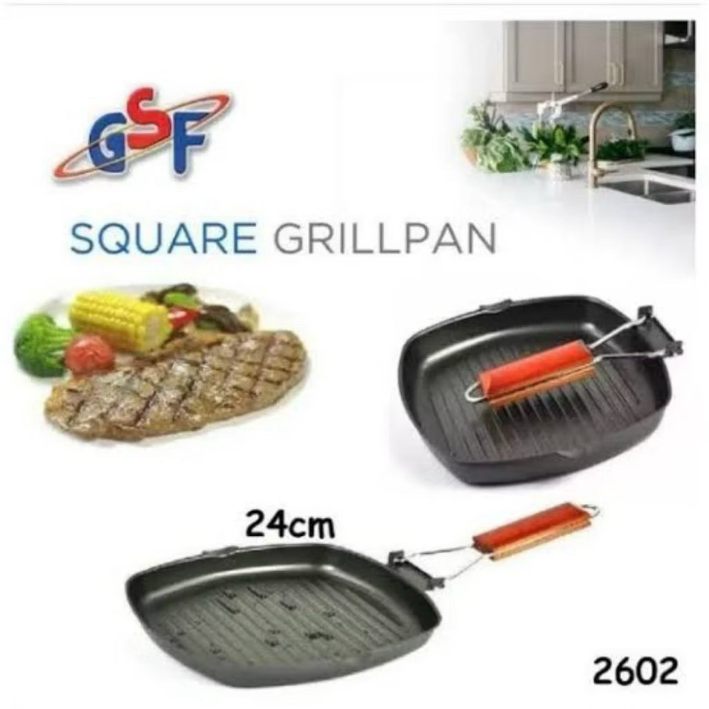 Square Grill Pan Wajan BBQ Anti Lengket Panci Tatakan Grill Panggang Teflon BBQ Lipat Portable |  Wa