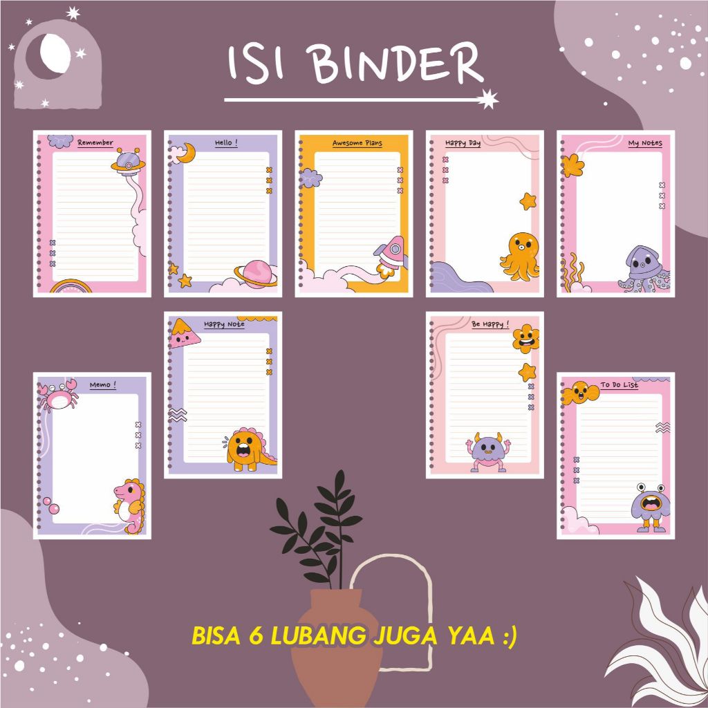 

[PART 5] 10PCS Isi Binder A5 & B5 Daily Planner / To Do List / Notes / Memo Colour Murah