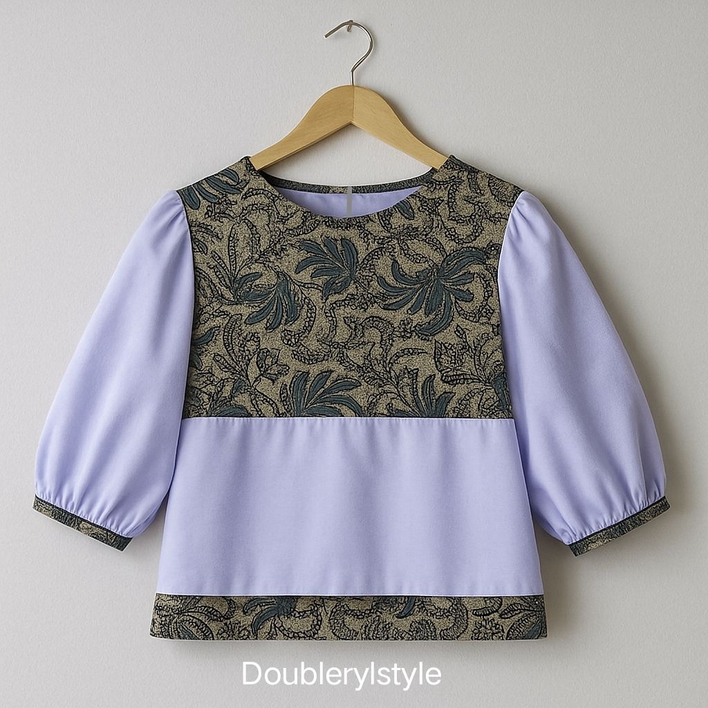 Lilac Senora Blouse by Doublerylstyle/ Atasan wanita/Blouse wanita batik kombinasi