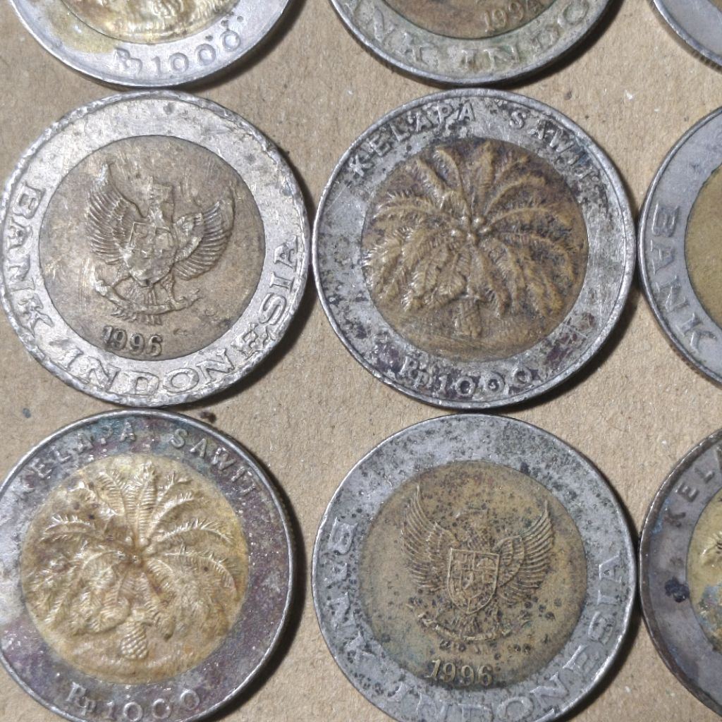 Jelek koin 1000 Rupiah Kelapa sawit tahun campur uang koin kuno logam Indonesia original asli 1.000 