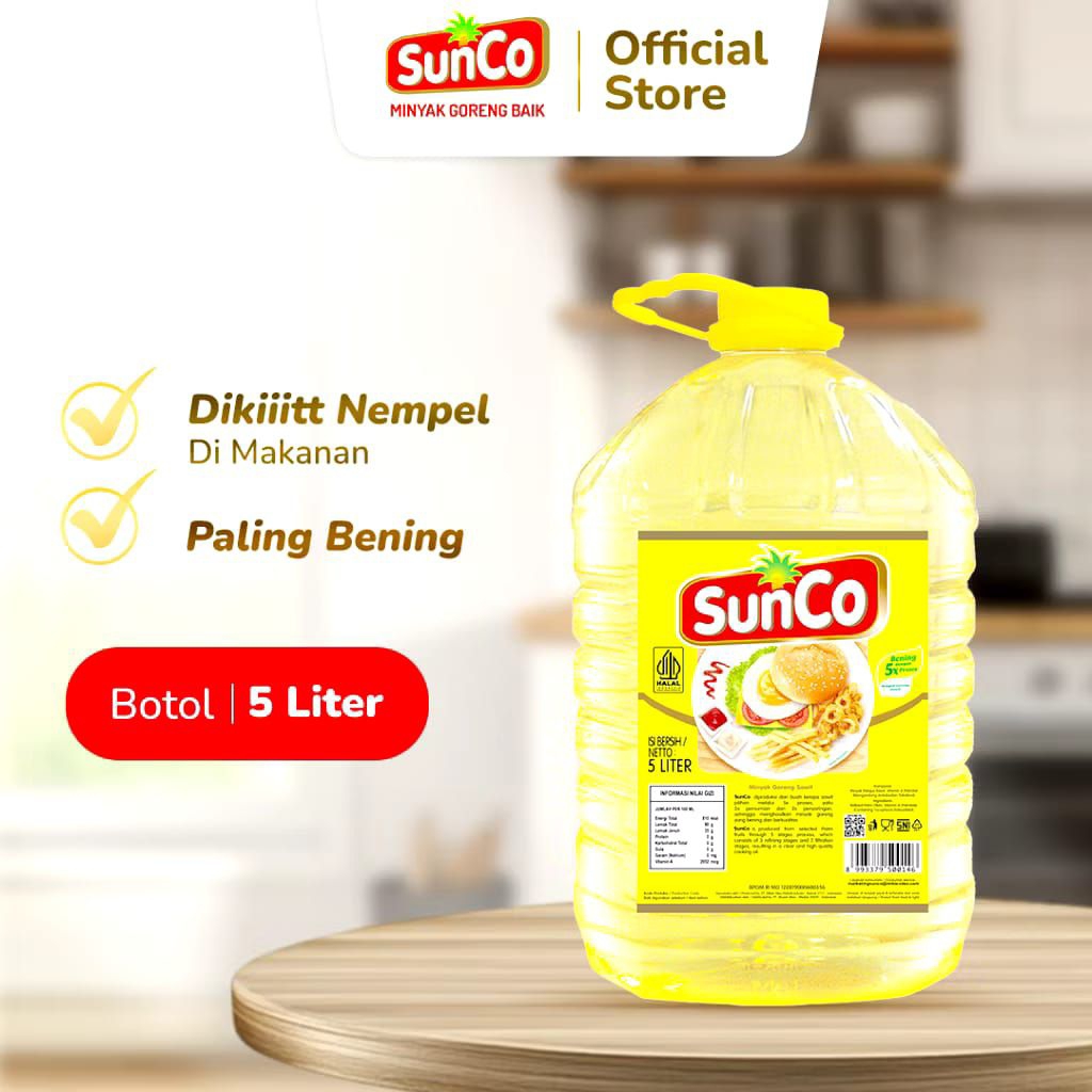 

Minyak goreng Sunco 5 liter kemasan botol original