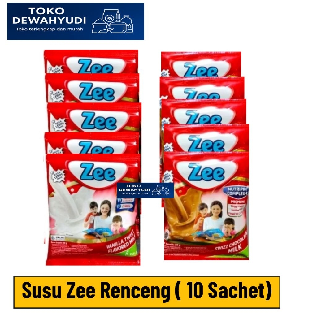 

Susu Zee Renceng ( 10 Bungkus) pilihan Rasa Cokelat dan Vanilla