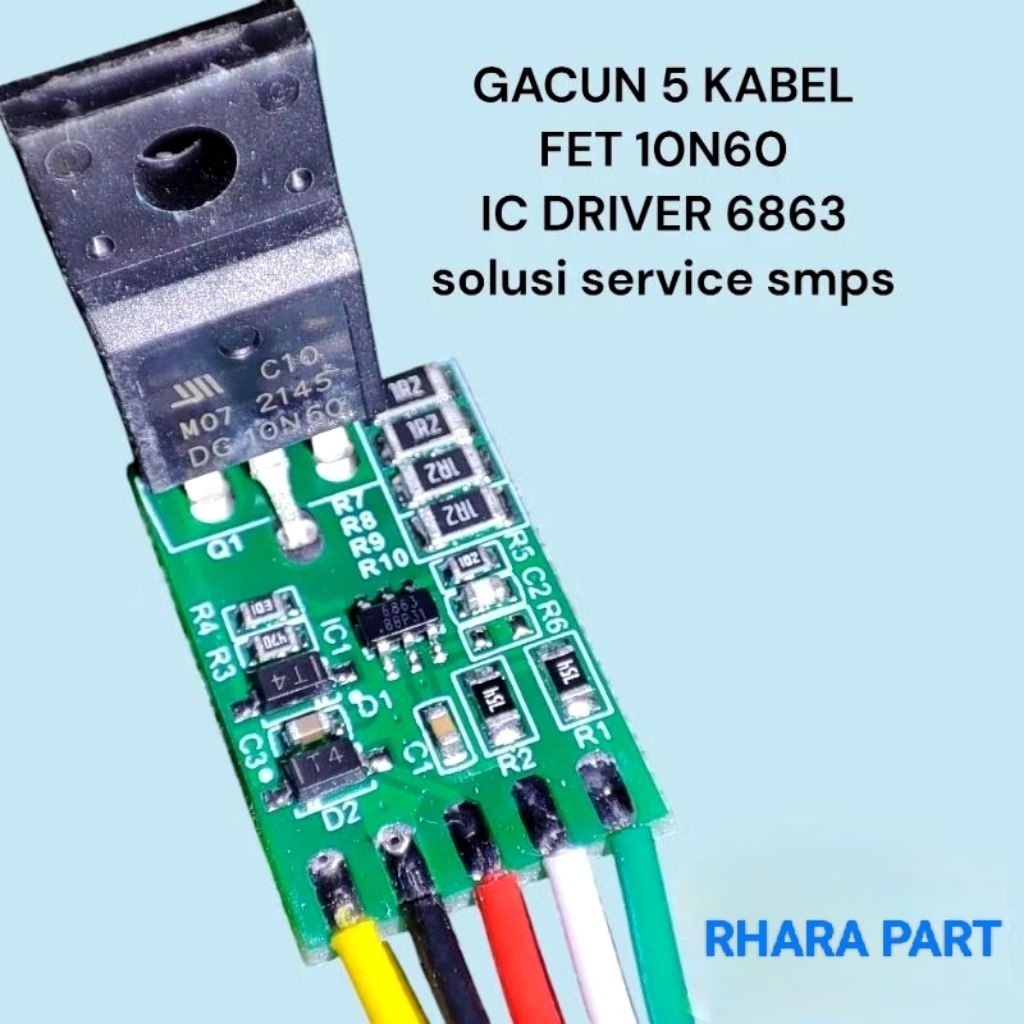 GACUN 5 KABEL SMPS POWER SUPLAY TV LED AUDIO MIXER DLL FEET 10N60 ORIGINAL PRODUCT