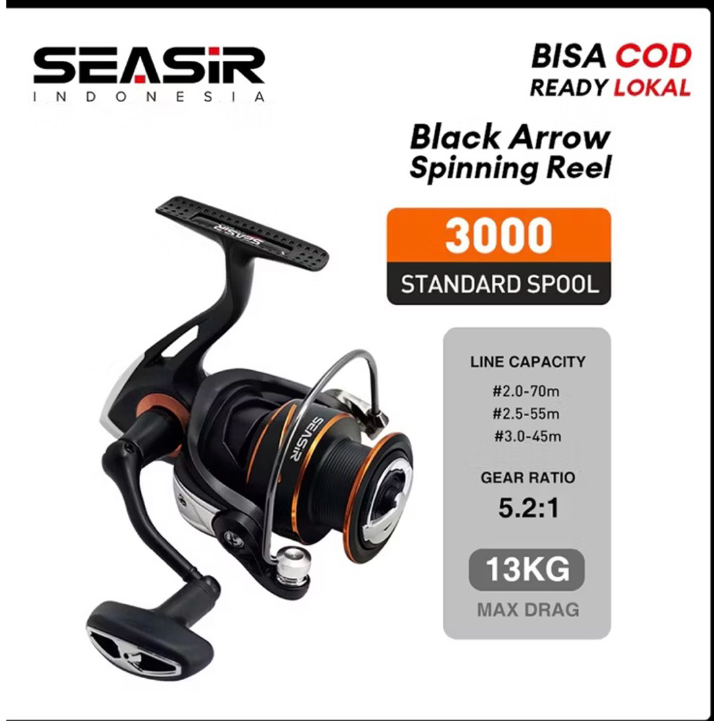 [OFFICIAL] SEASIR BLACK ARROW Reel Pancing Power Handle Reel Spinning 1000-3000 Reel Pancing Putar, 