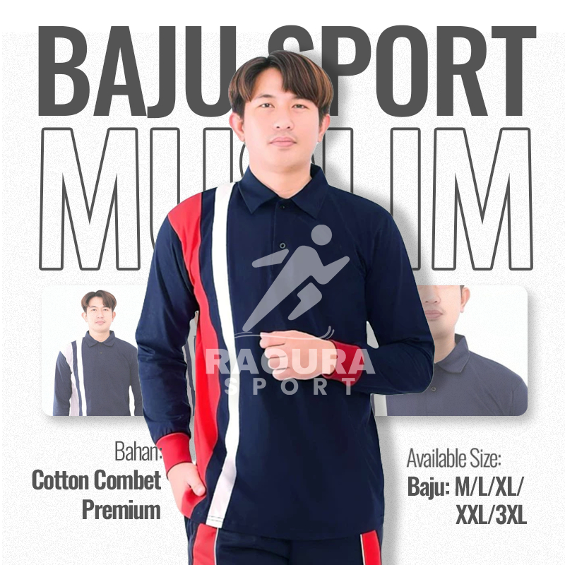 RAOURA SPORT Atasan Baju Olahraga Kerah Kaos Olahraga Pria Atasan Olahraga Pria Baju Olahraga Guru P