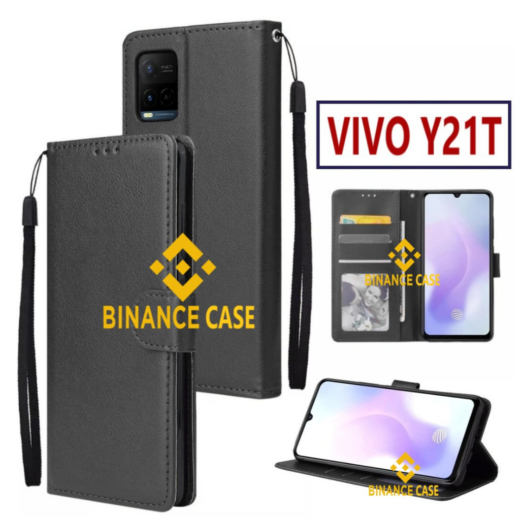 LEATHER FLIP CASE VIVO Y21T CASE KULIT FLIP WALLET LEATHER KULIT PREMIUM SARUNG BUKA TUTUP KESING HP