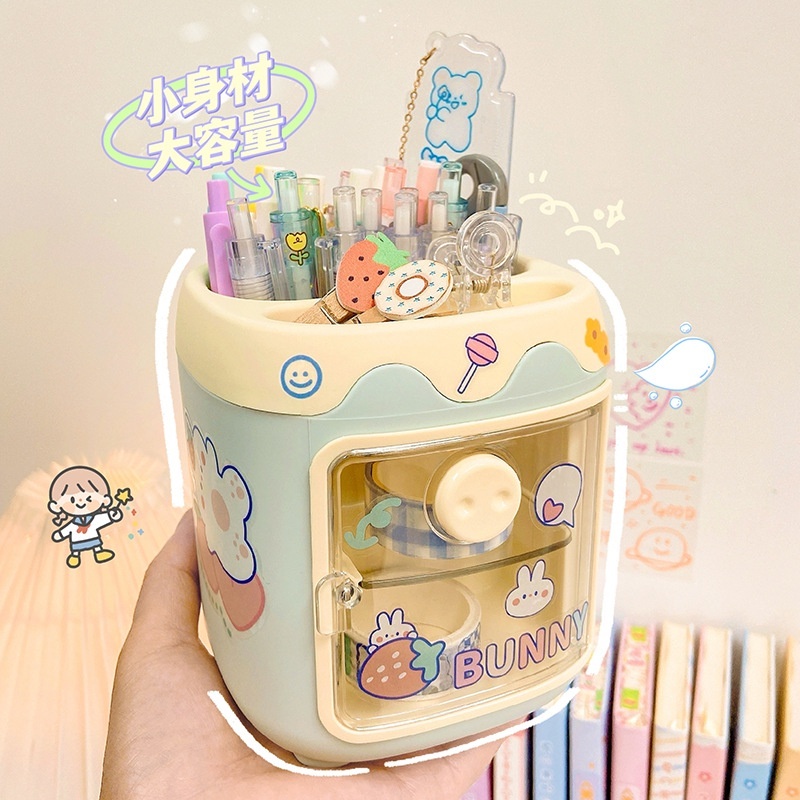 

Kotak pensil / Tempat Bolpoin Pensil / Organizer stationery storage bentuk kulkas/ Rak alat kosmetik kotak laci susun serbaguna
