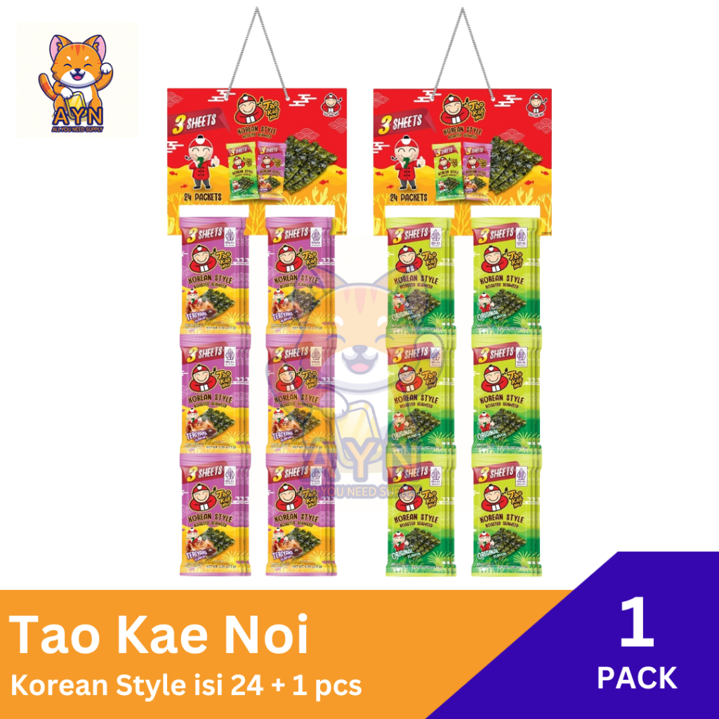 

Tao Kae Noi Roasted Seaweed Snack Rasa Original / Teriyaki [ 1 pack isi 24 pcs ]