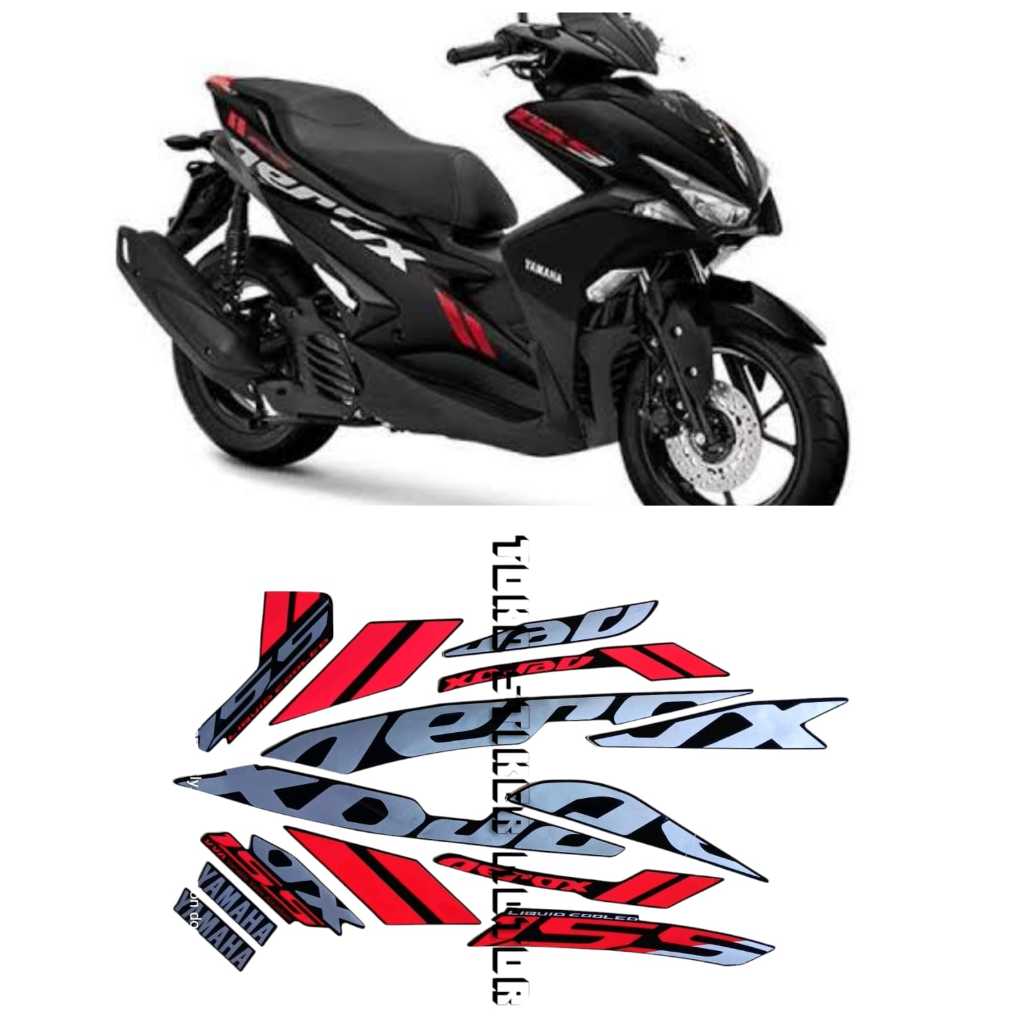 STIKER STICKER STRIPING MOTOR AEROX 2020 HITAM LIS MERAH