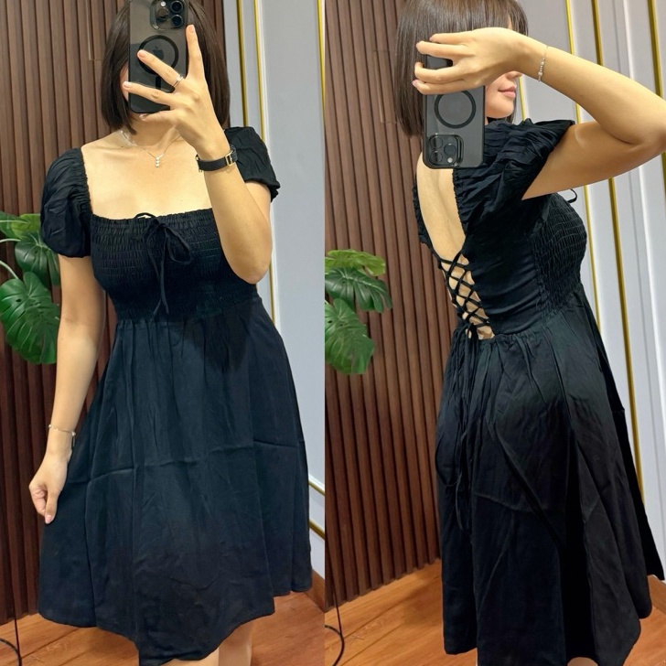 Cod  SEXY DRESS RAYON PREMIUM MINI DRESS BACKLESS DRES SEXY TALI BELAKANG