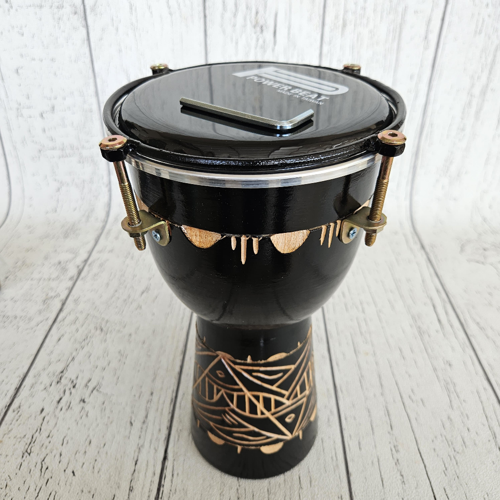 Jimbe Darbuka 6 inch Baut Mika Power Beat Kendang Gendang Jimbe Black Mate Model Calti