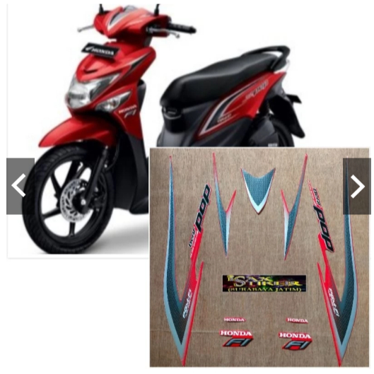 Striping Original Honda Beat Pop ISS merah tahun 2015