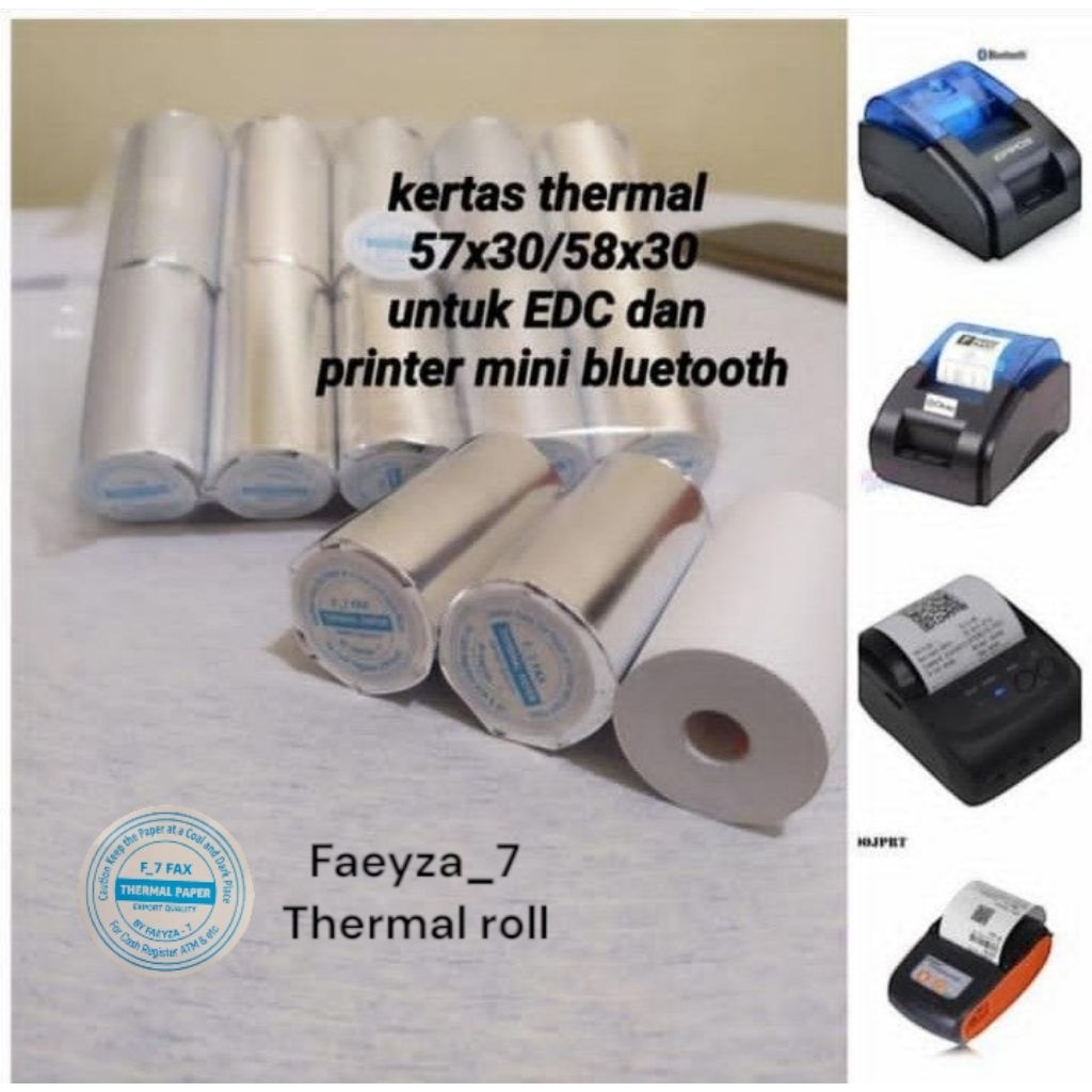 

Kertas Struk thermal EDC Paper Roll Termal EDC Thermal Printer Mini Bluetooth 57x30 58 / 57 x 30