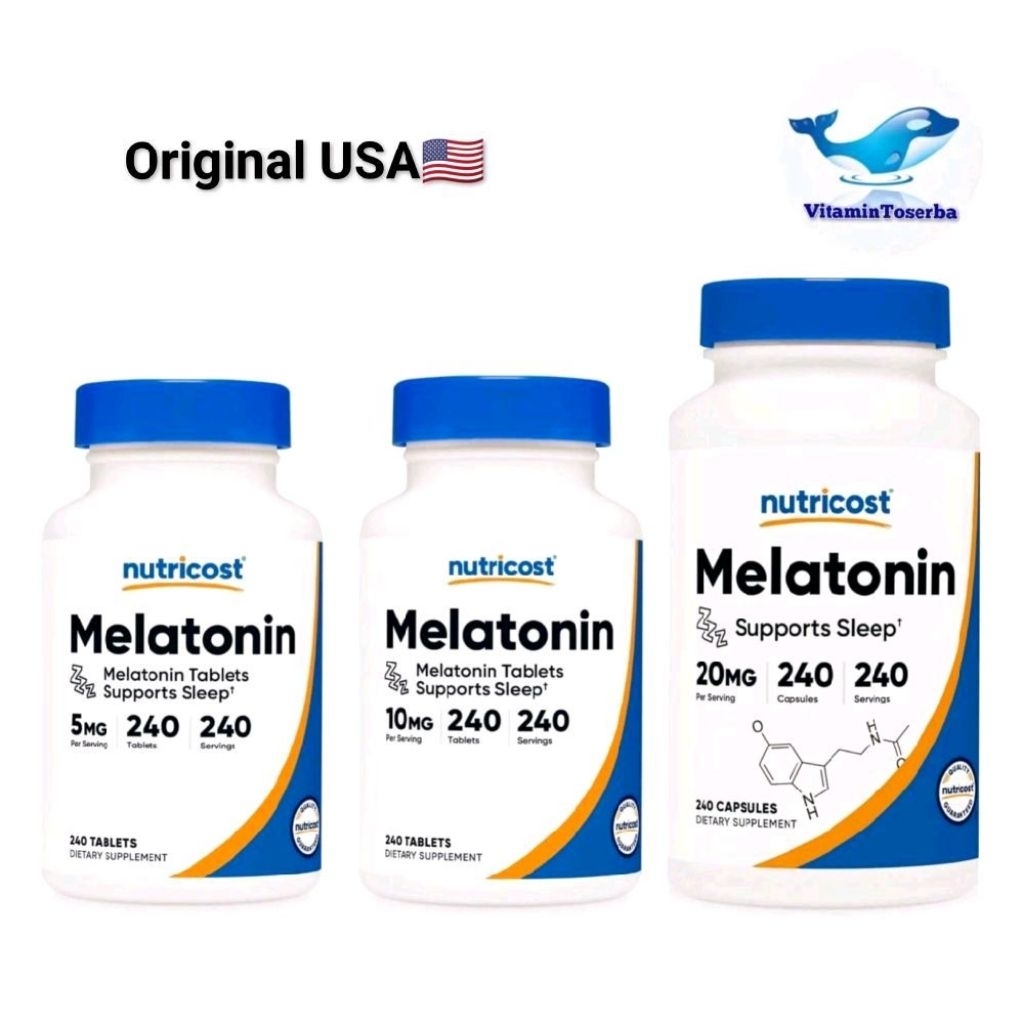 Nutricost Melatonin 5mg | 10mg | 20mg Supports Sleep 240 Tablets | Capsules