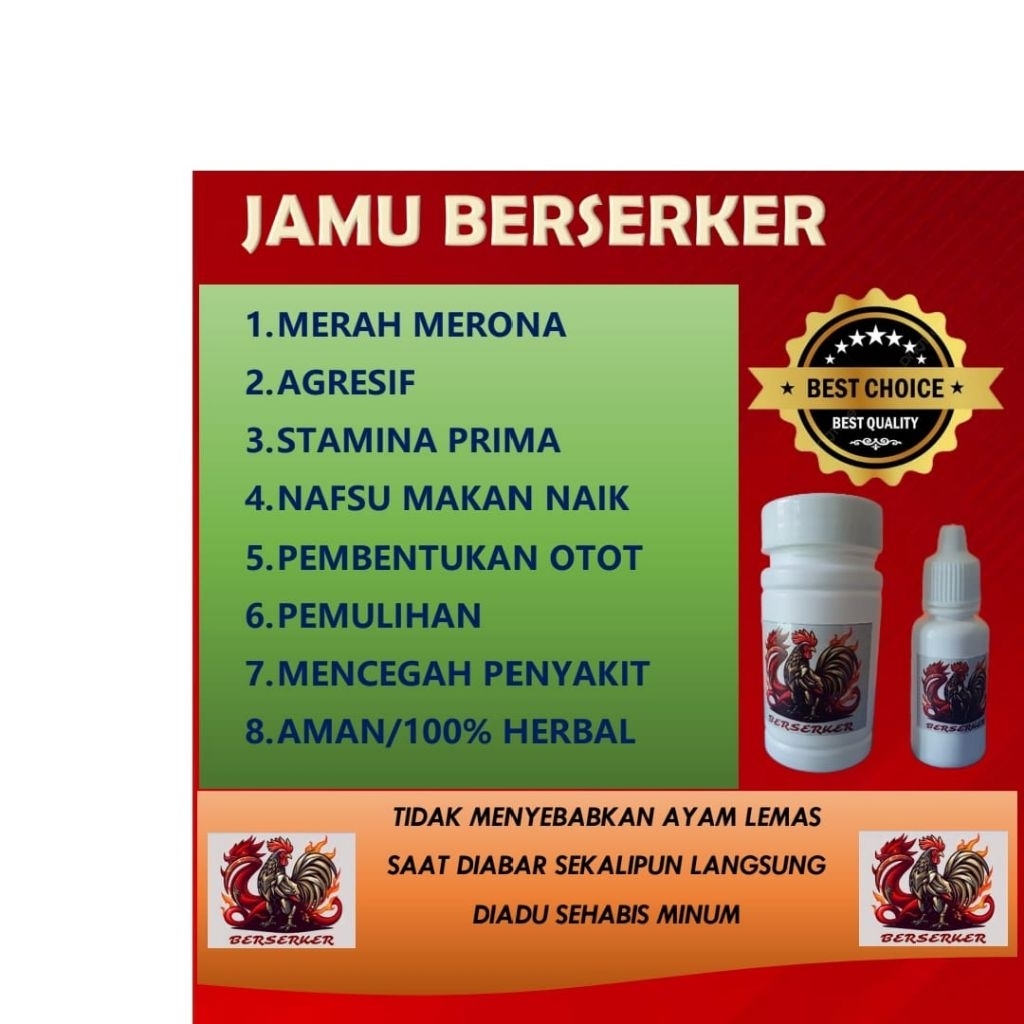 Jamu rawatan ayam adu BERSERKER l Penguat stamina l meningkatkan power l persiapan adu l merah meron