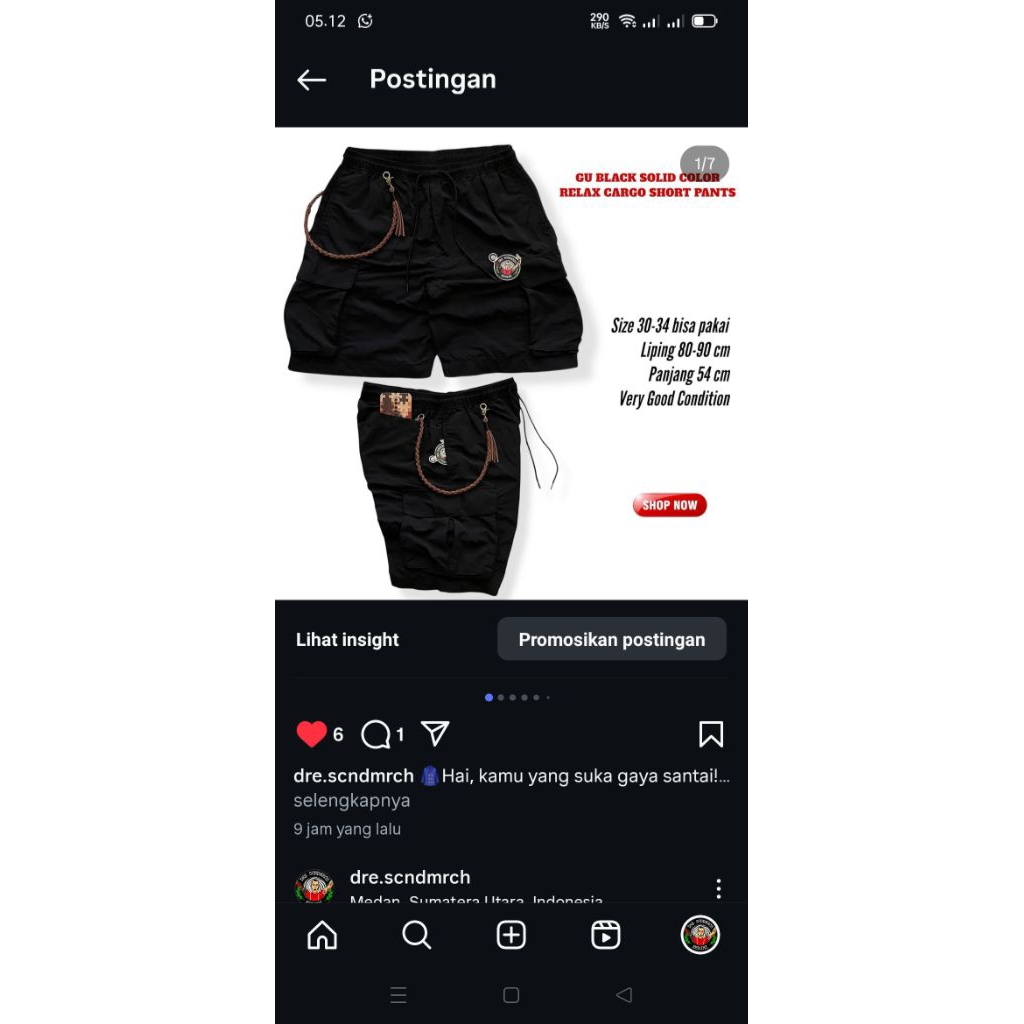 Celana pendek cargo second original