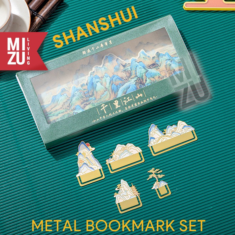 

KODE F49R MIZU SHANSHUI SET Metal Bookmark Gift Set Penanda Buku Diorama Set Hadiah Souvenir Present