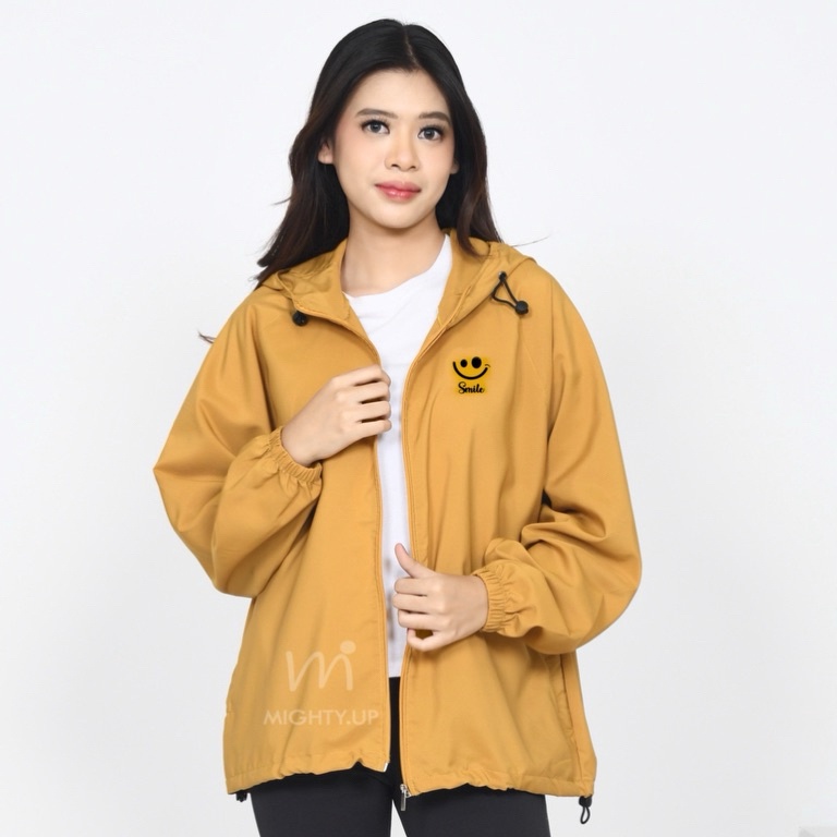 KODE U63G Mighty Up Jaket Running Wanita Parasut Windbreaker Anti Hujan UV Olahraga Wanita Bahan Kao